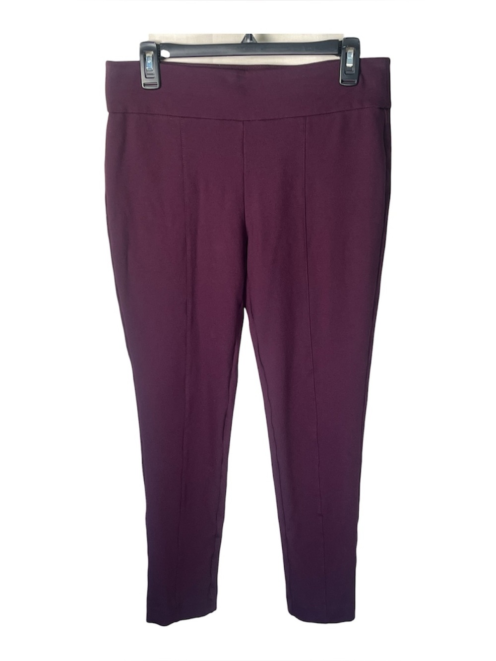Anne Klein Burgundy Pleated Pull On Stretch Dress Pants Size M